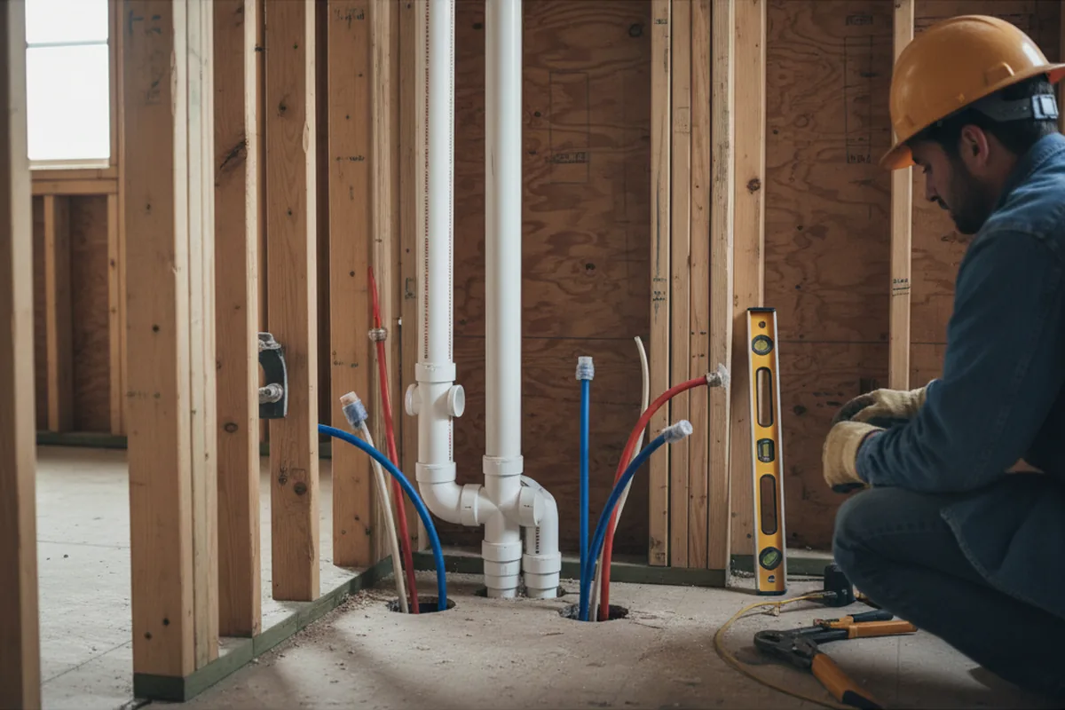 Drain and supply rough-in during Leak Detection in Gold Bar